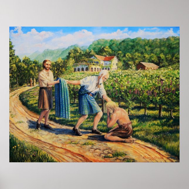 Poster Fils prodigue, pardon, vignoble, paysage (Devant)