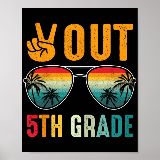 Poster Fin 5e année Rétro Graduation Dernier jour de l'éc (Devant)