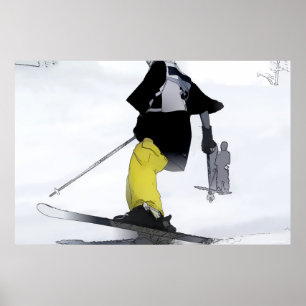 Poster Fin de la course de ski