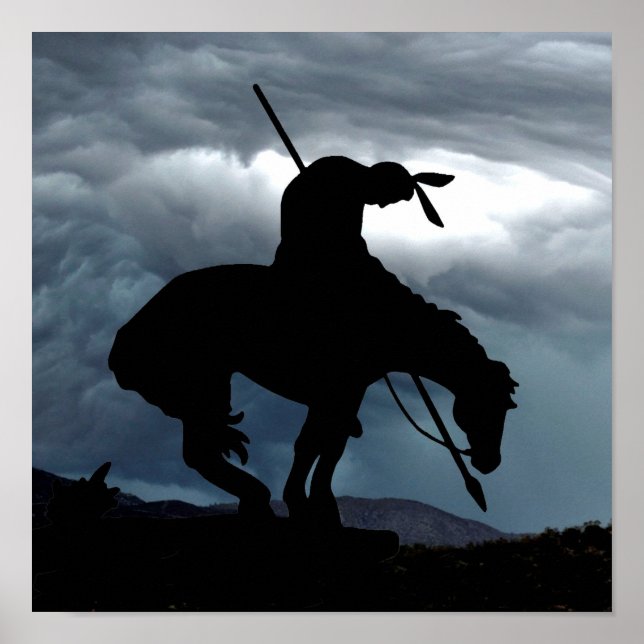 Poster Fin de la Silhouette du sentier avec nuages de tem (Devant)