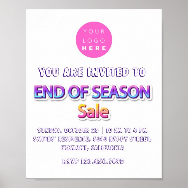 Poster Fin de saison soldes Rose  Logo  Garage Vente de y (Devant)