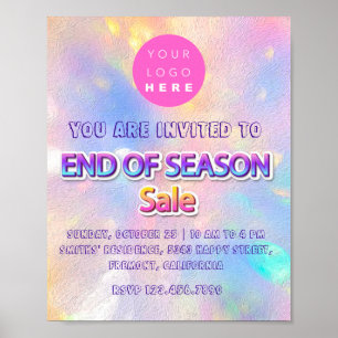 Poster Fin de saison Vente Logo rose Holographique