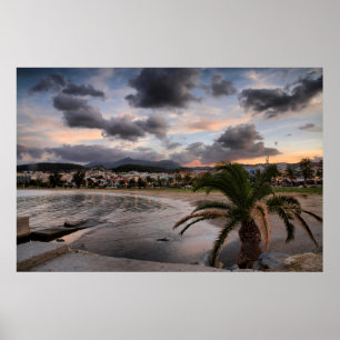 Poster Fin De Soirée Sur La Plage De Rethymnon En Crète