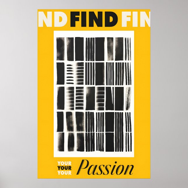 Poster Find Your Passion Art Print Yellow & Black (Devant)