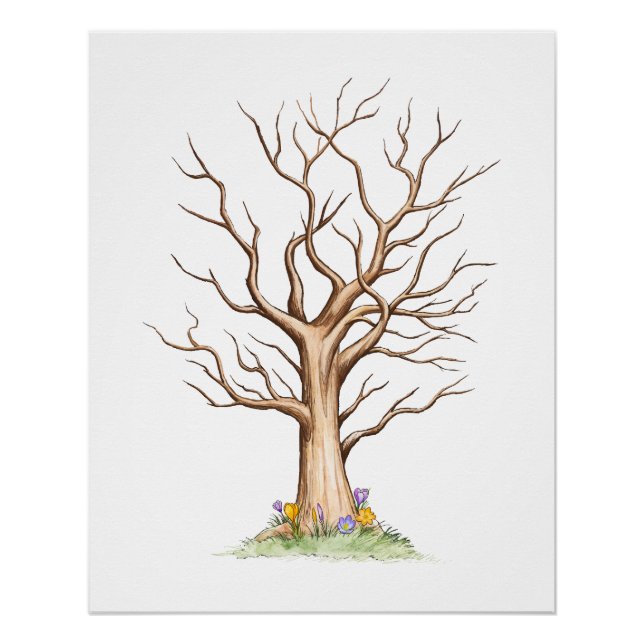Poster Fingerprint Tree Livre d'invité sans coeur (Devant)