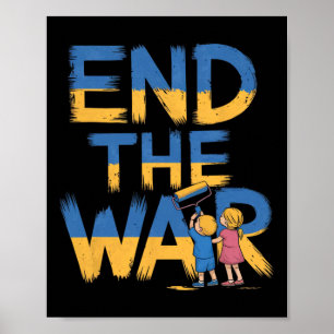 Poster Finissez la guerre Graffiti Enfants soutiennent Ze