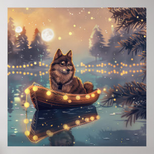 Poster Finlandais Lapphund Noël Festive Voyage