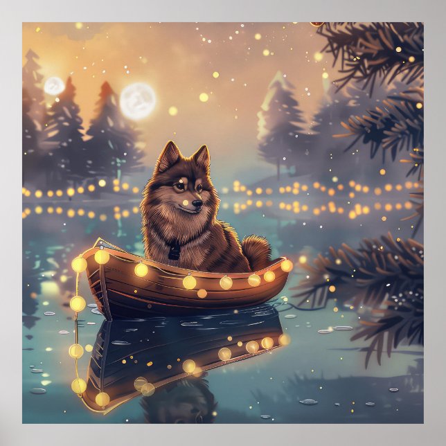 Poster Finlandais Lapphund Noël Festive Voyage (Devant)
