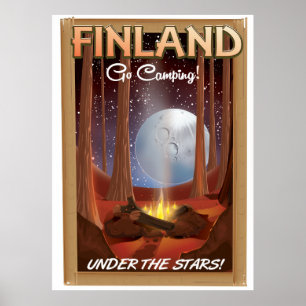 Poster Finlande campant sous l'affiche étoile