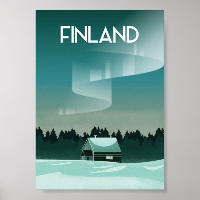 Poster Finlande Laponie phares nord d'hiver (Devant)
