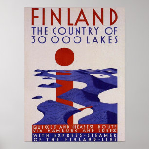 Poster Finlande. Pays des lacs,