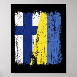 Poster Finlande Ukraine Demi-drapeau Patrimoine finlandai