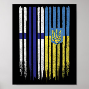 Poster Finlande Ukraine Drapeau finlandais ukrainien 