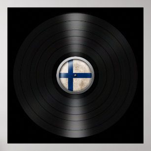 Poster Finnish Flag Vinyl Record Album Graphic
