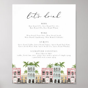 Poster FIONA Charleston SC Rainbow Row Bar Menu Sign