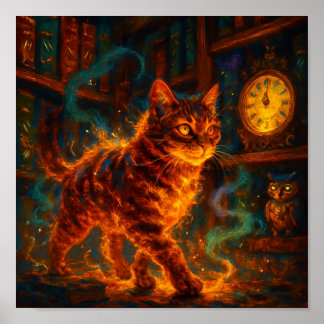Poster Fire Cat Magic Fantasy Art