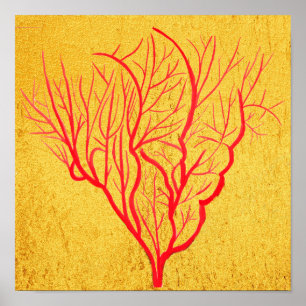 Poster Fire Coral sur l'or art contemporain