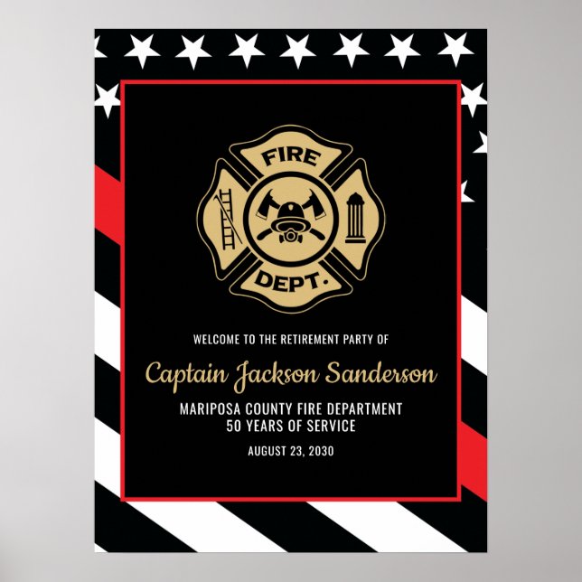 Poster Fire Department Firefighter Retirement Welcome (Devant)