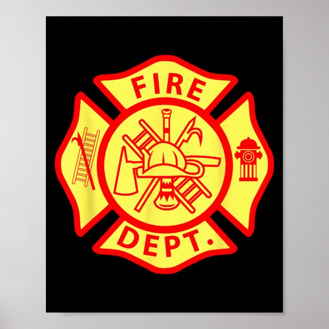 Poster Fire Department Logo Uniform Fireman Symbol Firefi (Devant)