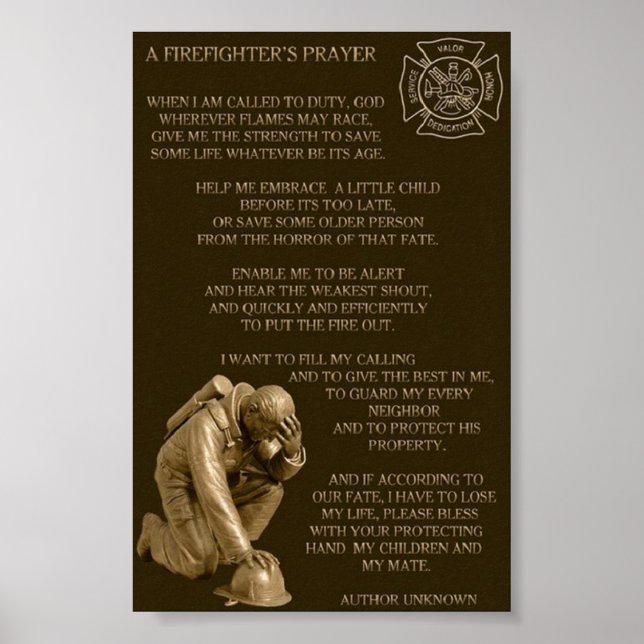 Poster Fire Fighters Prayer (Devant)