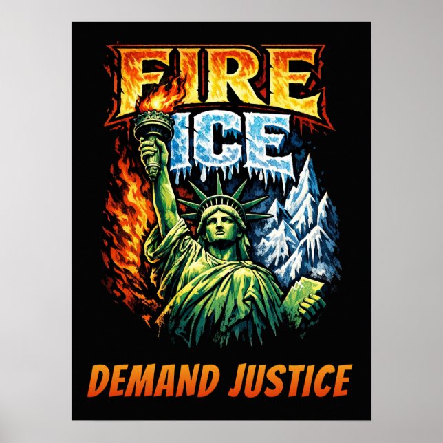 Poster FIRE ICE Anti-ICE Protest Sign, Download,    (Devant)