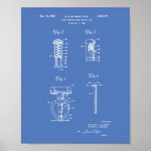 Poster Fire Sprinkler Head 1965 Brevet Art - Plan directe