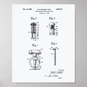 Poster Fire Sprinkler Head 1965 Brevet d'art - Livre blan