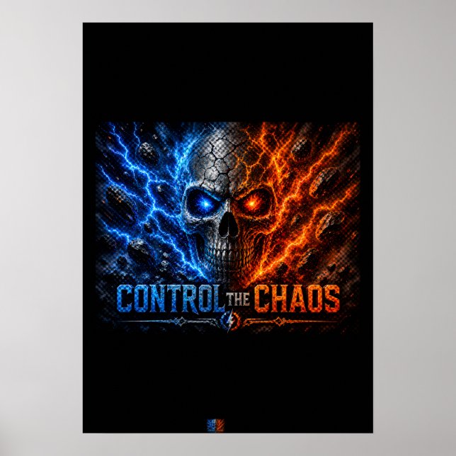 Poster Fire vs Ice Skull 3D Shirt –  (Devant)