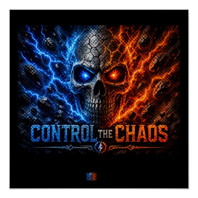 Poster Fire vs Ice Skull 3D Shirt –  (Devant)