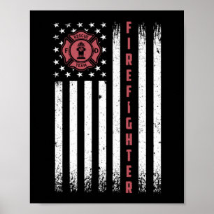 Poster Firefighter American Flag Thin Red Line Flag