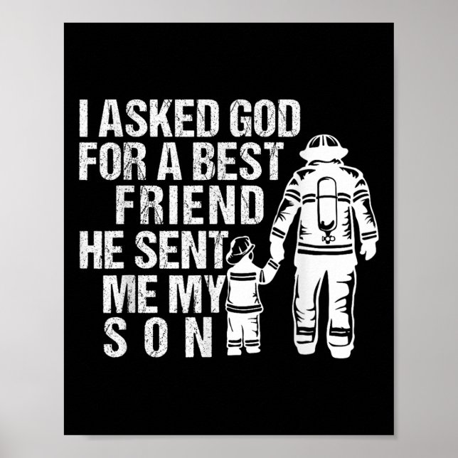 Poster Firefighter Dad Son Quote New Daddy Fireman Dad Fa (Devant)