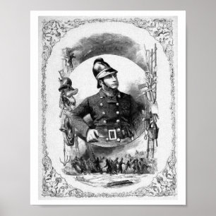 Poster "Fireman/Firefighter" Vintage Illustration.
