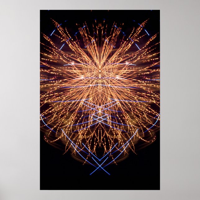 Poster Fireworks Art : Or et bleu 2 (Devant)