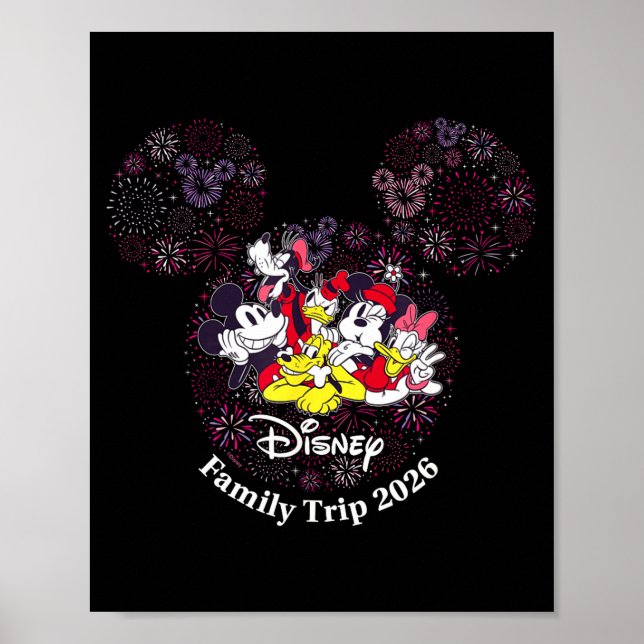 Poster Fireworks Family Trip 2026 Valentine's Day Vacatio (Devant)