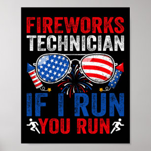 Poster Fireworks Technician Drôle 4 juillet Sungles Men