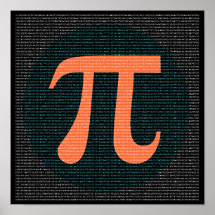 Poster First 10,000 digits of Pi in blue and orange