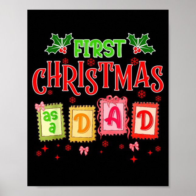 Poster First Christmas As A Dad 2025 Coquette Bow Matchin (Devant)