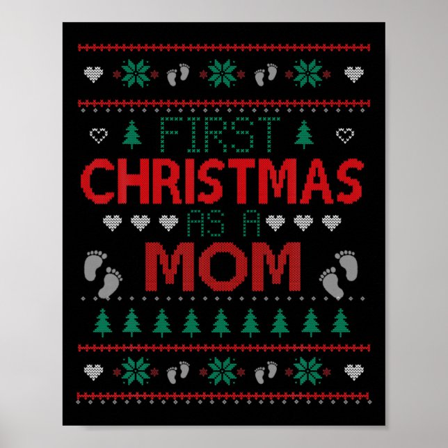Poster First Christmas As A Mom Funny Matching Xmas New M (Devant)
