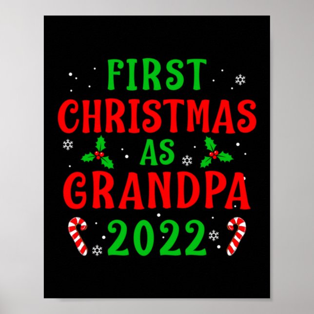 Poster First Christmas As Grandpa Xmas Grandfather New Gr (Devant)