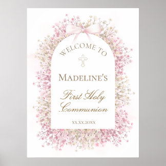 Poster First Communion floral welcome