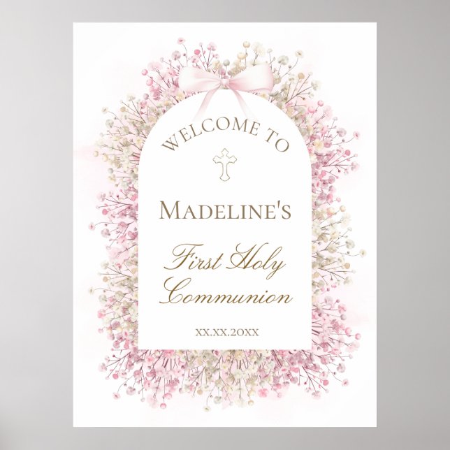 Poster First Communion floral welcome (Devant)