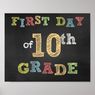 Poster First day of 10th Grade Sign -Chalkboard