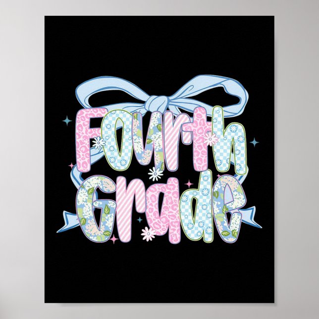 Poster First Day Of Fourth Grade Floral Bundle For Teache (Devant)