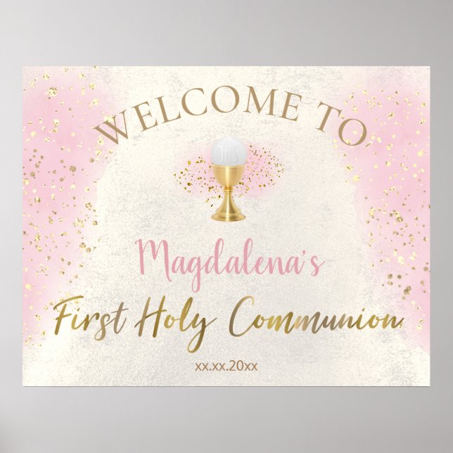 Poster First Holy Communion girl welcome  (Devant)