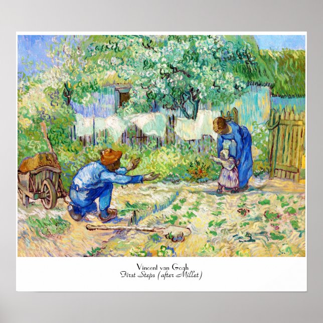 Poster First Steps (Millet) Vincent van Gogh art (Devant)