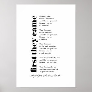 Poster First They Came by Martin Niemöller