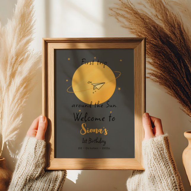 Poster First Trip Around The Sun Paper Airplane Birthday (Créateur téléchargé)