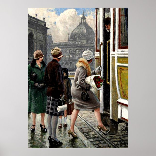 Poster Fischer - À l'arrêt de tramway (Devant)