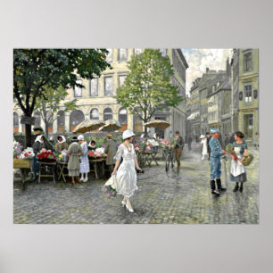 Poster Fischer - Journée du marché à Hojbro Plads, Copenh