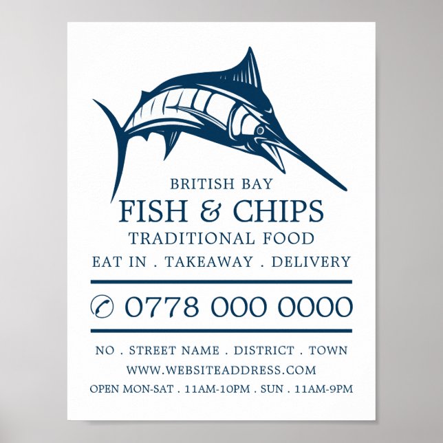 Poster Fish & Chip Shop Restaurant Publicité (Devant)